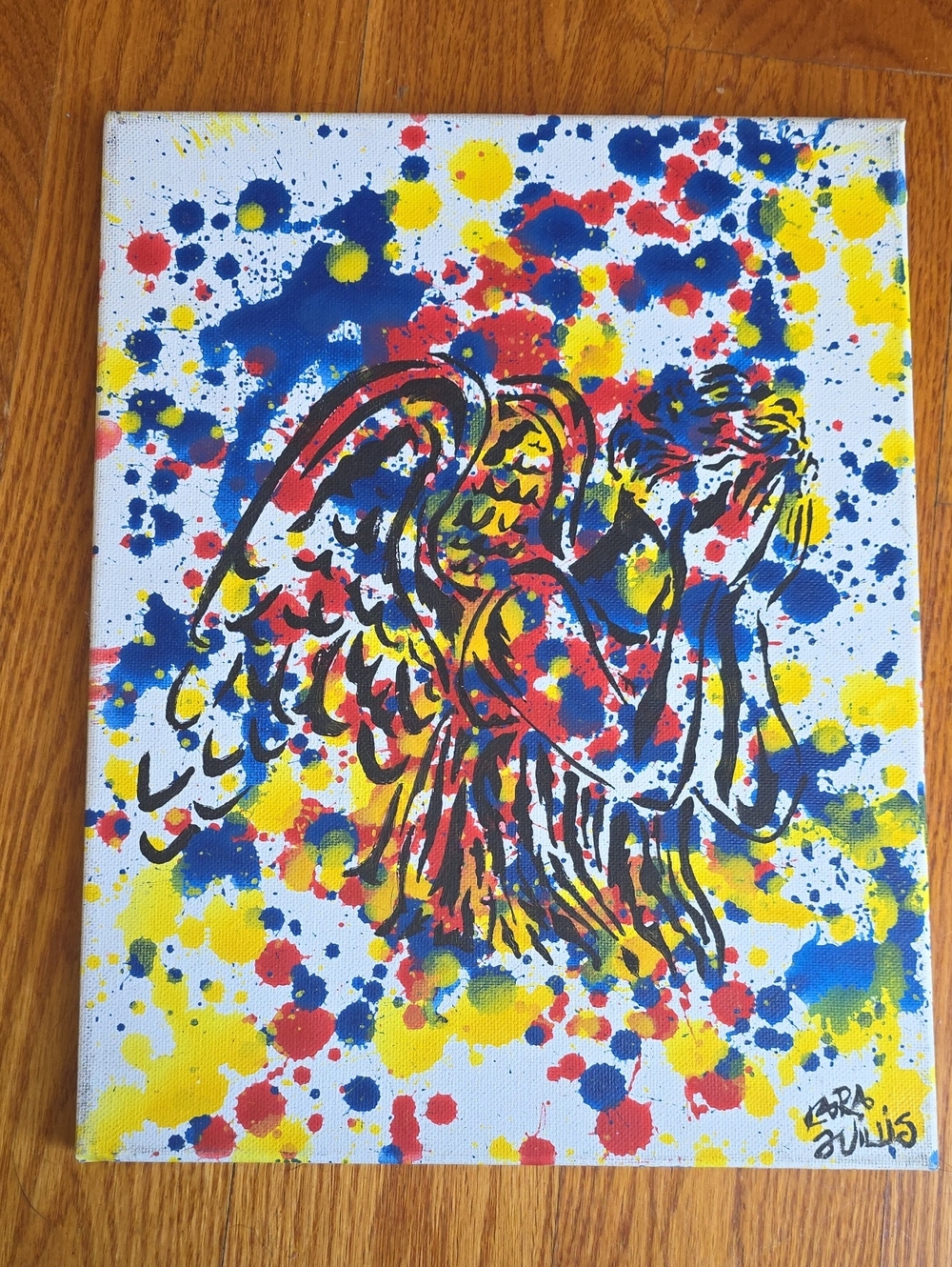 Hand-Painted Abstract Weeping Angel Canvas Art - Multicolor 11x14